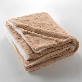 Coperta marrone chiaro in micropile 180x220 cm Foxy – douceur d'intérieur