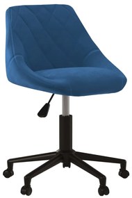 Sedia Da Pranzo Girevole Blu İn Velluto /