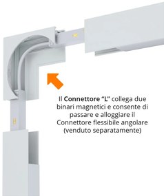 Connettore "L" Verticale per Binario Magnetico a Superficie - Bianco