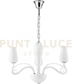 Lampadario angel bianco e cromo 3 luci attacco e14 64x115cm vetro s...