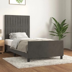 Giroletto Senza Materasso Grigio Scuro 80x200 Cm Velluto /