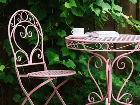 Set balcone in metallo rosa tavolo e 2 sedie ALBINIA Beliani