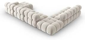 Divano angolare componibile beige (con penisola a sinistra/a U) con rivestimento in velluto Bellis – Micadoni