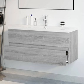 Mobile bagno e lavabo integrato grigio sonoma legno multistrato