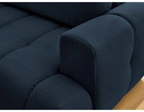 Divano angolare blu scuro allungabile e con contenitore (penisola a sinistra/a L) con rivestimento in ciniglia Fuji – Bobochic Paris