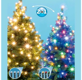 Catena LED natalizia da esterno 100xLED/5 funzioni 10m IP44 bianco caldo/multicolore