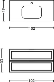 Mobile bagno sospeso 100 cm con lavabo e 2 cassetti RHEA Azzurro Opaco