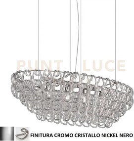 Giogali sospensione ov1 cristallo nickel nero e cromo lucido 4 luci...