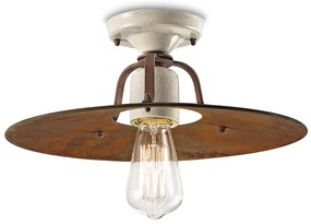 Plafoniera Vintage Grunge Ferro E Ceramica Craquele' 1 Luce E27 40Cm