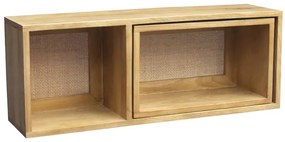 Mensole da parete estraibili in legno massello di mango e motivo a intreccio in rattan L80 cm (set di 2) ACANGE