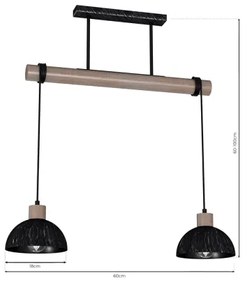 Lampadario su corda ERIK 2xE27/60W/230V Marrone nero