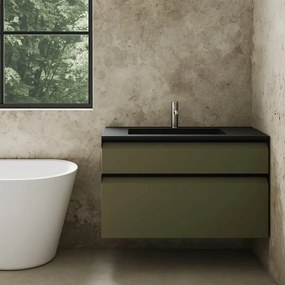 Mobile da bagno sotto lavabo Fusion verde salvia opaco L 99.5 x H 60 x P 45.5 cm 2 cassetti, lavabo non incluso