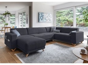 Divano angolare color antracite allungabile e con contenitore (penisola a destra/a U) Classy Sophie – Miuform