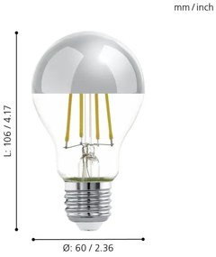 Lampadina LED con calotta sferica a specchio A60 E27/7W/230V 2700K - Eglo 11834
