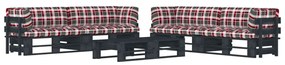 Set divani in pallet con cuscini 6 pz in pino impregnato nero