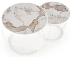 Set di 2 tavolini da salotto AURORO beige/bianco
