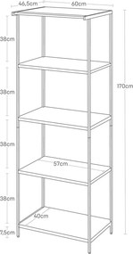 Scaffale bianco opaco in acciaio 60x170x46,5 cm Tower – YAMAZAKI