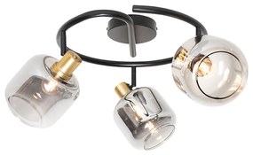 Faretto da soffitto nero con vetro fumé rotondo 3 luci - Zuzanna