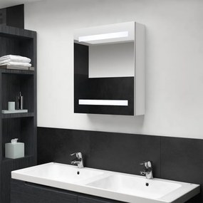 Armadietto bagno con specchio e led bianco lucido 50x14x60 cm