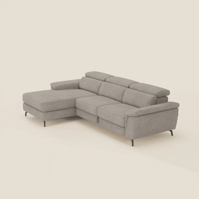 Estro Divano estraibile con chaise-longue e poggiatesta reclinabili in tessuto impermeabile T14 tortora