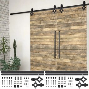 Kit Di Binari Per Porte Scorrevoli 2 Pz 200 Cm İn Acciaio Nero /