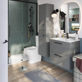 Mobile bagno sospeso con lavabo L 60 x H 57,7 x P 40 cm grigio cemento truciolare 2 cassetti | Remix