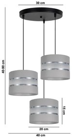 Lampadario su corda CORAL 3xE27/60W/230V grigio