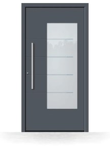 Portoncino in alluminio, con vetro, grigio antracite RAL 7016, isolamento termico, Schüco, modello Milano, configura individualmente