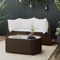 Set Mobili da Giardino 3 pz con Cuscini in Polyrattan Marrone 319759