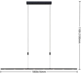 Lucande Stakato LED sospensione 8 luci lunga 180cm