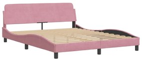 Letto con materasso rosa 160x200 cm in velluto