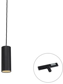 Lampada a sospensione di design nera con adattatore per binario monofase - Slimline Tubo