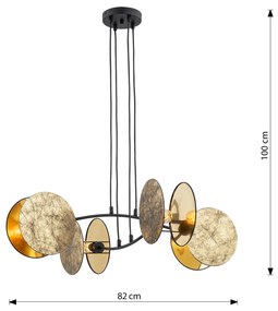 Lampada A Sospensione 4 Luci Moderna Nut In Acciaio Effetto Marmo Bianco
