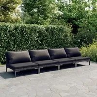 Set Divani da Giardino 4pz con Cuscini Polyrattan Grigio Scuro cod mxl 38820