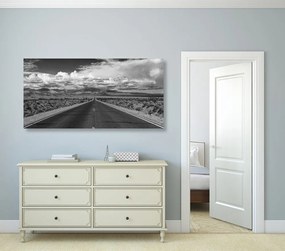 Quadro su tela – Sentiero nel deserto in bianco e nero