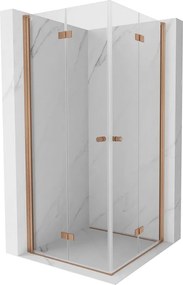 Mexen Mist-F Duo cabina doccia pieghevole 80 x 80 cm, trasparente, rame spazzolato - 8A6-080L-080P-65-00