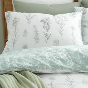 Biancheria da letto in cotone verde e bianco per letto matrimoniale 200x200 cm Wild Flowers - Bianca