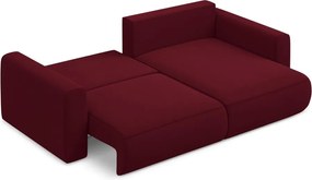 Divano angolare burgundy allungabile/con contenitore (con penisola a destra/con chaise lounge) con rivestimento in velluto Kapua – Makamii
