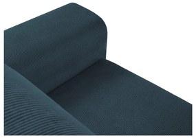 Divano angolare blu scuro allungabile e con contenitore (con penisola a sinistra/con chaise lounge) con rivestimento in velluto a coste Kyoto – Cosmopolitan Design