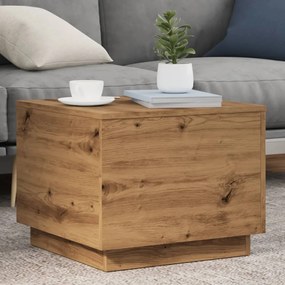 Tavolino Da Salotto Con Luci Led Rovere Artigianale 50x50x40 Cm /