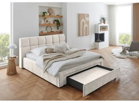 Letto matrimoniale imbottito beige rete non inclusa 180x200 cm Canyon – Meise Möbel