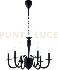 Lampadario armstrong nero 6 luci attacco e14 78x150cm in metallo