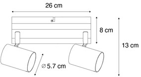 Faretto da soffitto Smart Nero con Legno 2 Luci Regolabile Incl. Wifi GU10 50mm - Jeana