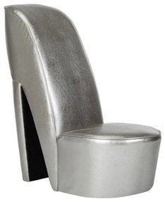 Poltrona A Forma Di Scarpa Con Tacco İn Similpelle Argento /