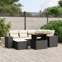 Set Divani da Giardino con Cuscini 7pz Nero Polyrattan 3275926