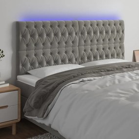Testiera A Led Grigio Chiaro 200x7x118/128 Cm İn Velluto /