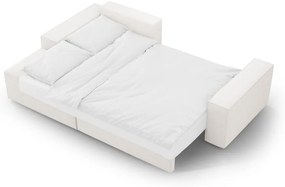 Divano letto angolare bianco in tessuto bouclé (angolo sinistro) Jodie - Micadoni Home