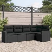 Set Divani da Giardino 5 pz con Cuscini in Polyrattan Nero 3251262