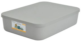 Scatola con coperchio grigia in plastica 35,5x25,5x8 cm – Homéa