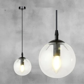 Lampadario a sospensione con filo COSMO 1xE14/10W/230V diametro 14 cm nero/limpido